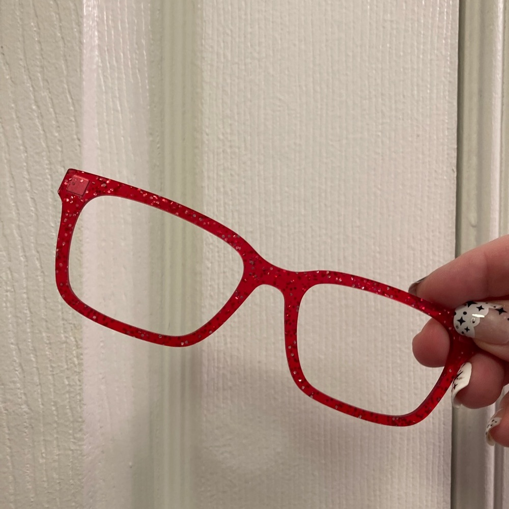 Ruby red sparkle Larkin magnetic top frame topper Pair eyewear glitter - Picture 2 of 4